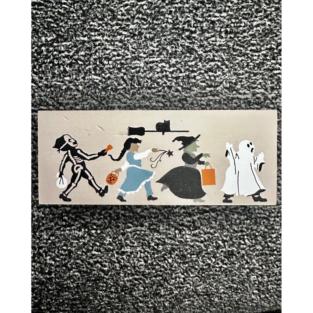 The Cat's Meow Village 1994 Trick or Treaters Halloween Wood Shelf Sitter Faline